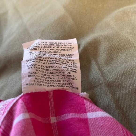 Lee Rider XL Bright Pink Plaid Short Sleeved Top Capped Sleeve - Picture 6 of 6